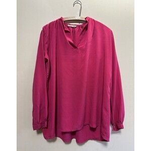 Vintage The Silk Farm 100% Silk Pink Long Sleeve Blouse Size Large Office Work